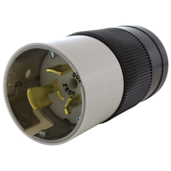 Locking Plug, 50 A, 250V AC, Screw Terminals, Black
